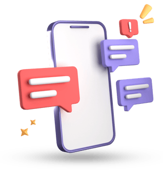 3d rendering of smartphone and speech bubble, 3D pastel chat with symbol, icon set. png