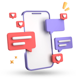 3d rendering of smartphone and speech bubble, 3D pastel chat with symbol, icon set. png