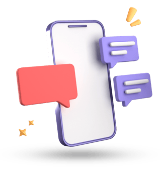 3d rendering of smartphone and speech bubble, 3D pastel chat with symbol, icon set. png