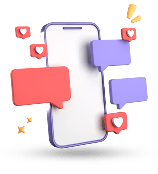 3d rendering of smartphone and speech bubble, 3D pastel chat with symbol, icon set. png