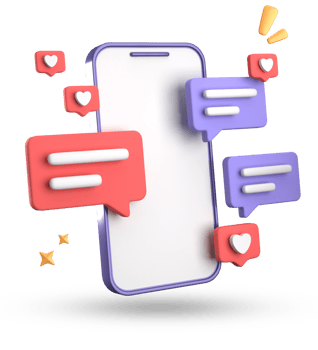 3d rendering of smartphone and speech bubble, 3D pastel chat with symbol, icon set. png