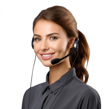 Female call center agent with headset. Generative AI png