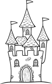 Funny fairy tale house children coloring page vector