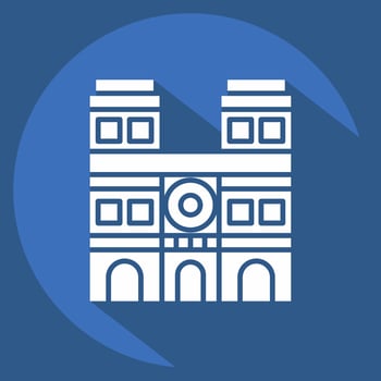 Icon Notre Dame. related to France symbol. long shadow style. simple design editable. simple illustration vector