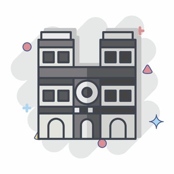 Icon Notre Dame. related to France symbol. comic style. simple design editable. simple illustration vector