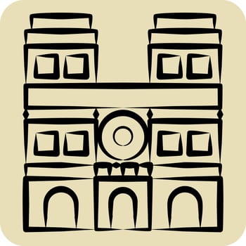 Icon Notre Dame. related to France symbol. hand drawn style. simple design editable. simple illustration vector
