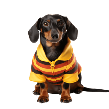Black Dog in a dress isolated on a transparent background AI Generative png