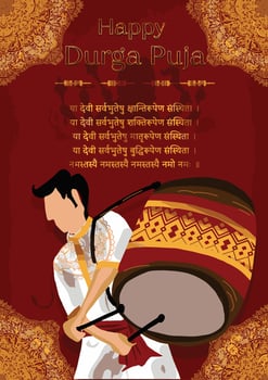 Goddess Maa Durga in Happy Durga Puja, Dussehra, and Navratri Celebration Concept for Web Banner, Poster, Social Media Post, and Flyer Advertising vector