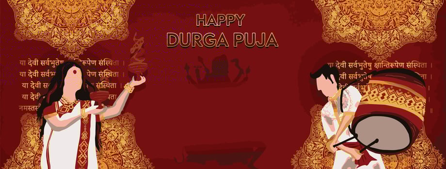 Goddess Maa Durga in Happy Durga Puja, Dussehra, and Navratri Celebration Concept for Web Banner, Poster, Social Media Post, and Flyer Advertising vector