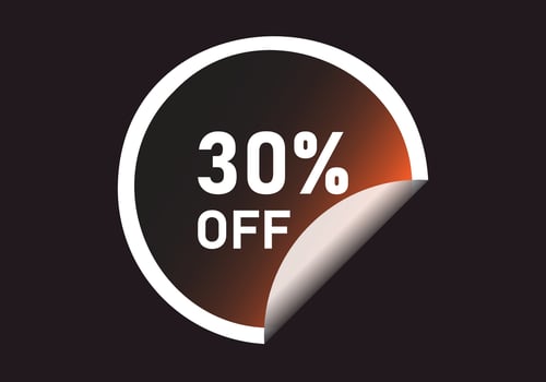 30 percent off banner. Discount sticker shape Vector illustration.