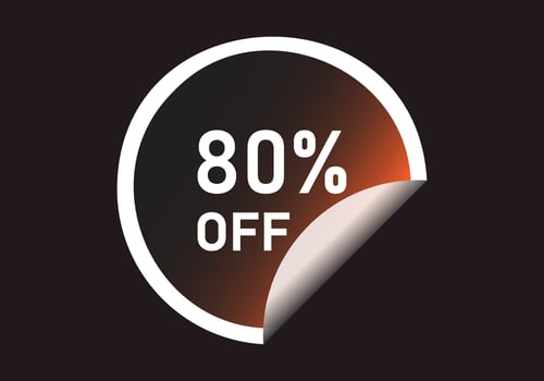 80 percent off banner. Discount sticker shape Vector illustration.