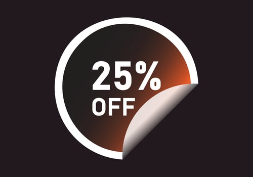 25 percent off banner. Discount sticker shape Vector illustration.