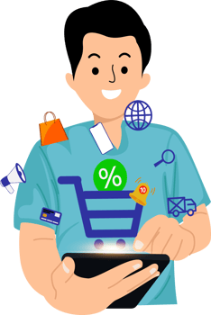 man customer add products to cart while online shopping via smartphone on online store png