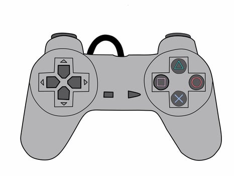 Joysticks are console game controls. Vector illustration of a game tool.