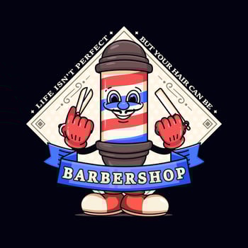 Barbershop, barber pole cartoon characters holding scissors and razors. Suitable for logos, mascots, t-shirts, stickers and posters vector
