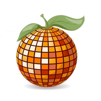 Orange disco ball. Template for poster, invitation, congratulations. vector