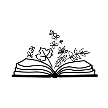Open Book And Autumn Leaves Vector Illustration On Isolated Background