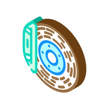 brake pad replacement car mechanic isometric icon vector illustration