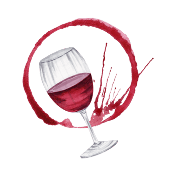 Watercolor illustration of a glass of red wine with splashes on transparent background. Wine list or restaurant menu isolated design element. Wine tasking or making cards, invitations, logo, brand. png