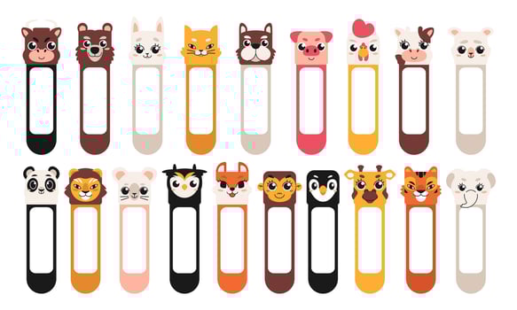 Cute Head Animal Nametag Set vector