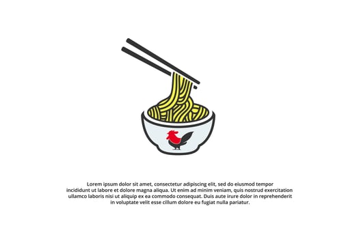 logo chicken bowl noodle rooster vector