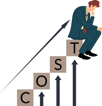 businessman frustrated with increasing cost. concept of reduce company expenses png