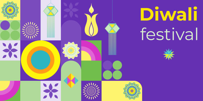 Happy Diwali, the festival of light. Modern geometric minimalist design. Vector