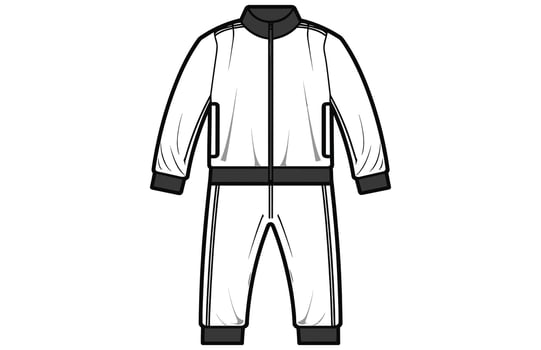 Men's Zip Up Track Jacket Outline Illustration, Long sleeve polo collar track suit jacket. vector