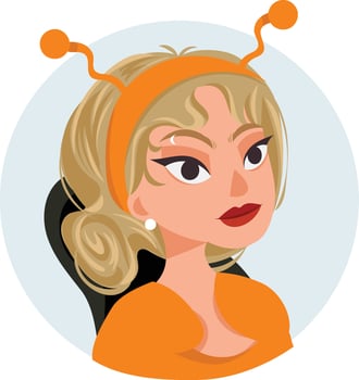 Orange costume halloween people human person for avatar user profile icon symbol adult fashion face character lifestyle poster card attractive  online girl young lady cheerful vector