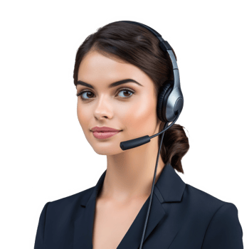 Female call center agent with headset. Generative AI png