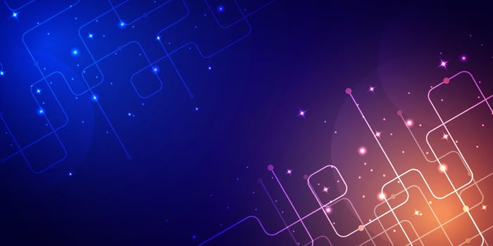 Abstract digital technology futuristic circuit blue orange background, Cyber science tech, Innovation communication future, Ai big data, internet network connection, Cloud hi-tech illustration vector