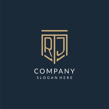 Initial RJ shield logo monoline style, modern and luxury monogram logo design vector