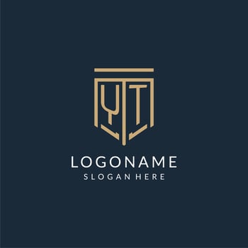 Initial YT shield logo monoline style, modern and luxury monogram logo design vector