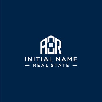 Initial letter AR monogram logo with abstract house shape, simple and modern real estate logo design vector