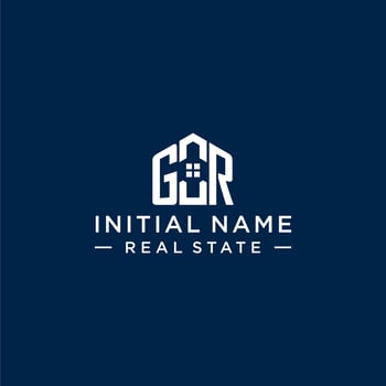 Initial letter GR monogram logo with abstract house shape, simple and modern real estate logo design vector