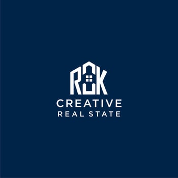 Initial letter RK monogram logo with abstract house shape, simple and modern real estate logo design vector