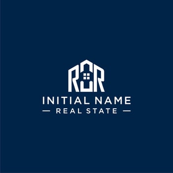 Initial letter RR monogram logo with abstract house shape, simple and modern real estate logo design vector