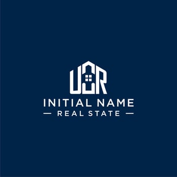 Initial letter UR monogram logo with abstract house shape, simple and modern real estate logo design vector