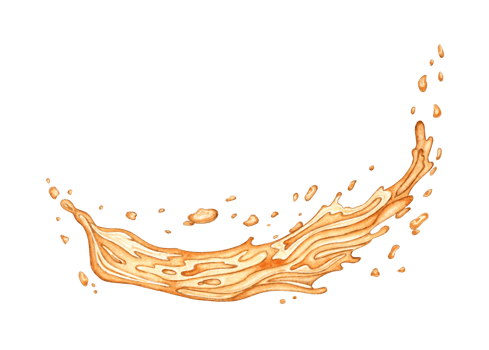 Watercolor illustration of a splash of golden liquid similar to beer, juice, oil. Isolated. Harvest festival, Oktoberfest beer festival. Compositions for posters, cards, banners, flyers, covers, png
