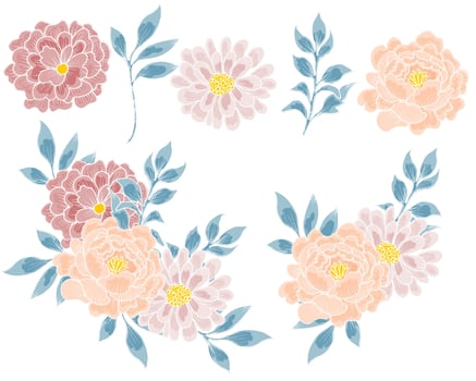 Hand Drawn Soft Vintage Rose vector