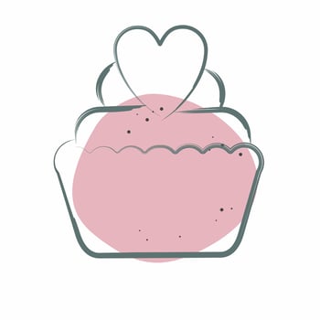 Icon Cup Cake. related to Valentine Day symbol. Color Spot Style. simple design editable. simple illustration vector