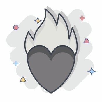 Icon Heart Fire. related to Valentine Day symbol. comic style. simple design editable. simple illustration vector