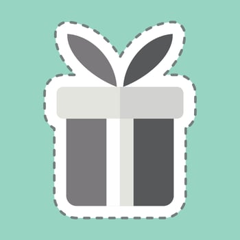Sticker line cut Gift Love. related to Valentine Day symbol. simple design editable. simple illustration vector