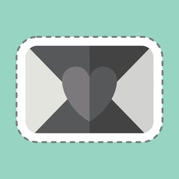 Sticker line cut Love Letter. related to Valentine Day symbol. simple design editable. simple illustration vector