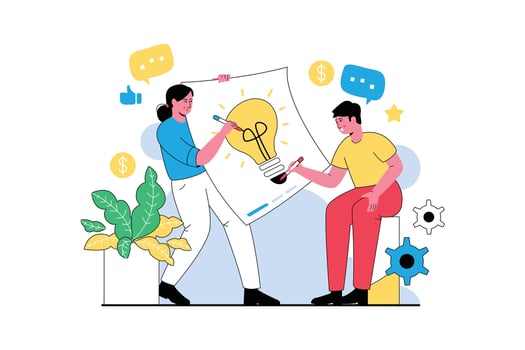 Brainstorming A Business Idea Line Illustration vector
