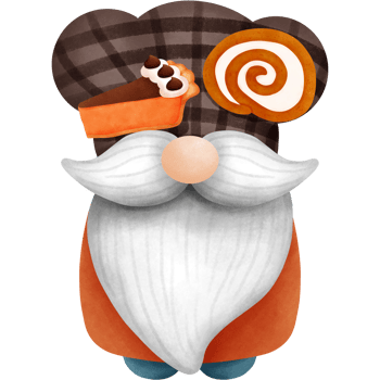 Thanksgiving gnome with pumpkin roll and pumpkin pie clipart.Watercolor fall and autumn decoration. png