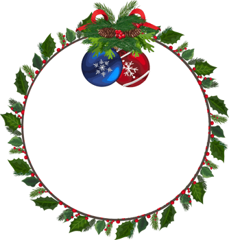 Christmas wreath illustration on transparent background. png