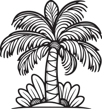 Palm tree coloring book page for children vector
