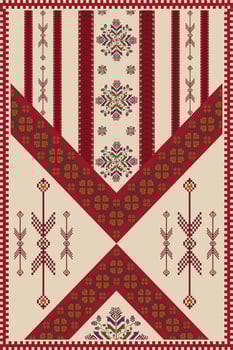 Ethnic carpet, rug, wall tapestry embroidery pattern. Ethnic geometric pattern pixel art style. Ethnic geometric stitch pattern use for home decoration elements, wall decorative ornaments, etc. vector
