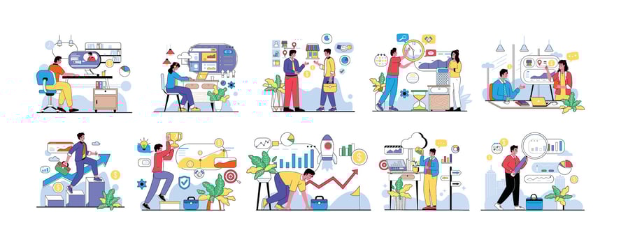 Business Vectors Illustration Flat Line